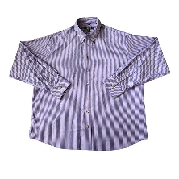 Kenneth Cole Reaction Purple Striped Button-Down Mens Size XXL - Picture 1 of 7